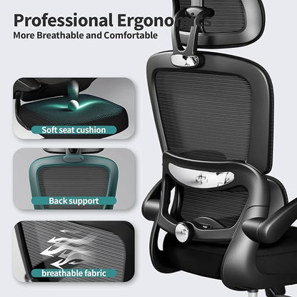 TRALT Office Chair Ergonomic Desk Chair, 330 LBS Home Mesh Office Desk Chairs with Wheels, Comfortable Gaming Chairs Black Pack of 8