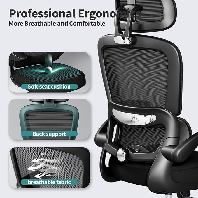 TRALT Office Chair Ergonomic Desk Chair, 330 LBS Home Mesh Office Desk Chairs with Wheels, Comfortable Gaming Chairs Pack of 6