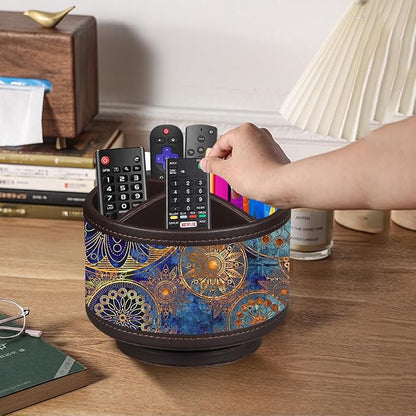Pen Holder for Desk Organizers and Accessories, 360 Swivel TV Remote Control Holder for Table, Nightstand Organizer Caddy for Office Supplies/ Media Controllers, Bedside Decorations for Living Room