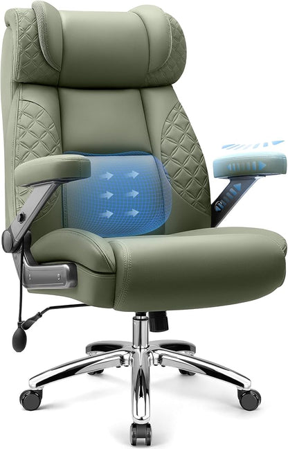 Big and Tall Office Chair, Desk Computer Chair for Heavy People, Oversized Executive Gaming Chair, Extra Wide 500LBS Ergonomic Comfy Office Chair with Adjustable Lumbar Support & 5D Flip Arms