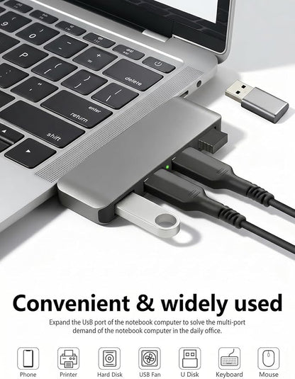 USB 3.0 Hub, Cable-Free USB Splitter Portable USB Hub for Laptop, Plug and Play Integrated Design Compatible with Laptop Desktop All USB Devices