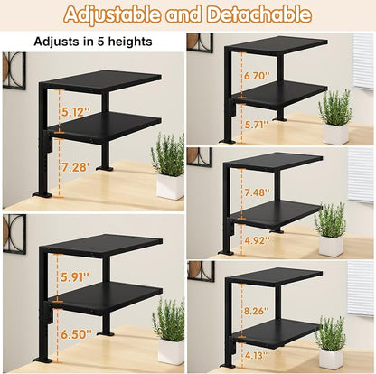 IBUYKE Clamp on Desk Organizer Shelf,12.9 inches Desk Extender Shelves, Above or Below Desk 2-Tier Adjustable Storage Shelves for Desktop Accessories,Black,TMZ007B