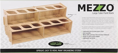 HG Art Concepts Mezzo Artist Paint & Brush Rack - Wood Grain Laminate Multi Layer Desk Stand Professional Storage Display Organizer for paintbrushes and Large Tubes