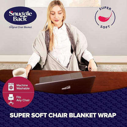 The Original Office Chair Blanket by SnuggleBack; Cozy Comfy Office Desk Chair Wrap Attaches for Hands-Free Warmth. Stay Warm In The Winter or Summer. (Blue Pattern Fleece)