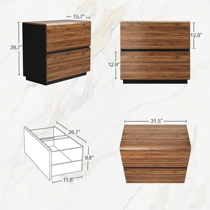 ModernMate 2 Drawer Lateral File Cabinet, 31w*28h Wood Filing Cabinet with Anti-tilt Mechanism, Home Office Storage Filing for Letter, A4 & Legal Size, Black Walnut