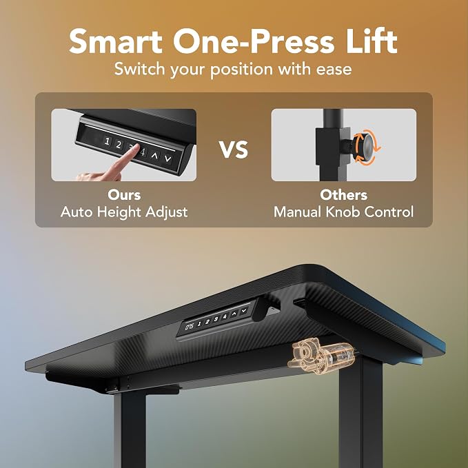 HUANUO Electric Standing Desk, 48" x 24" Height Adjustable Desk, 4 Memory Height Settings, Sit to Stand Up Desk for Home Office, with Headphone Hook, Cable Manager, Walnut