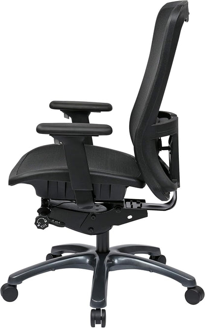 Office Star ProGrid High Back Breathable Back and Seat Manager's Office Chair with Adjustable Lumbar Support, Black