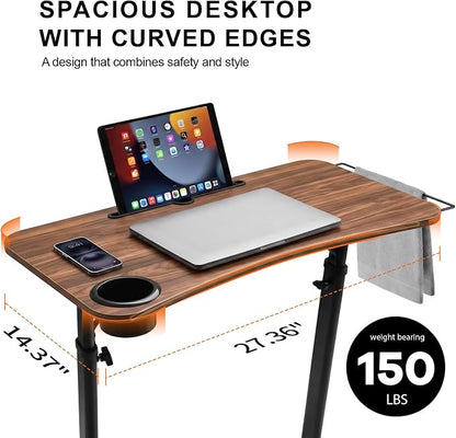 Stepwaver Treadmill Desk, Small Standing Desk for Walking Pad, 30-47 Inch Adjustable Height Walking Pad Stand for Treadmill, Portable Standing Table for Bike - Brown
