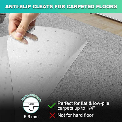 Thickened Chair Mat for Carpet- Low Pile Carpet Protector for Office Computer Desk Chair. Heavy Duty Desk Chair Mat for Carpeted Floors. Clear (Rectangular, 3mm Thick- 48x36)