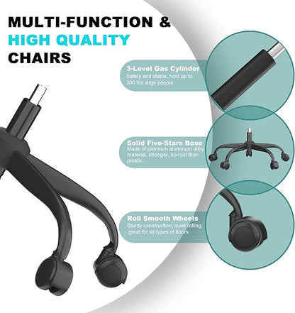 Mimoglad Office Chair, High Back Ergonomic Desk Chair with Adjustable Lumbar Support and Headrest, with flip-up Armrests for Guitar Playing, 5 Years Warranty (Modern, Dim Gray(Black Frame))