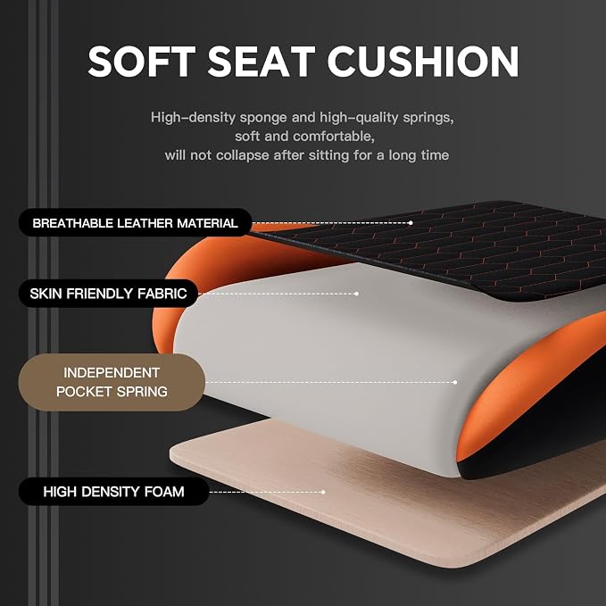 Gaming Chair with Footrest, High Back Gaming Chairs PVC Leather Ergonomic Gamer Chair with Adjustable Headrest Lumbar Support Racing Style Video Gaming Chair for Office/Home (Sky Orange)