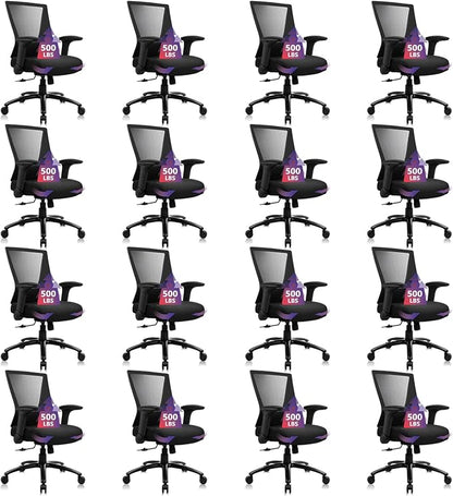 CLATINA Big and Tall Office Chair Heavy Duty Ergonomic Desk Chair 500lbs with Flip-up Arms & Wide Thick Seat Cushion Home Executive Swivel Mesh Chair for Study, Conference, Black, 16 PK