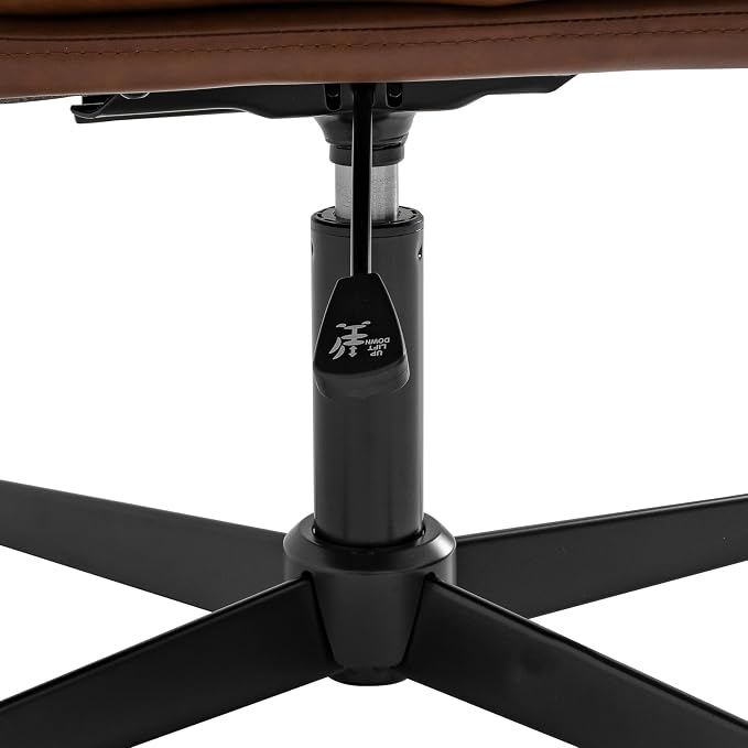 Flash Furniture Chloe Commercial Mid-Back Swivel Office Chair, Padded LeatherSoft, Adjustable Height, Ergonomic Mid-Rise Back, Armless, Stationary, Cognac/Black
