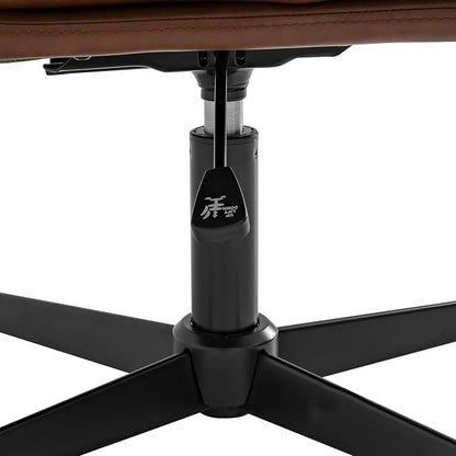 Flash Furniture Chloe Commercial Mid-Back Swivel Office Chair, Padded LeatherSoft, Adjustable Height, Ergonomic Mid-Rise Back, Armless, Stationary, Cognac/Black