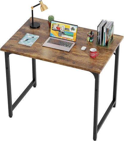 BestOffice Computer Desk,Home Office Desk, Modern Simple Style for Home Office Study Writing (Brown, 32 Inch)