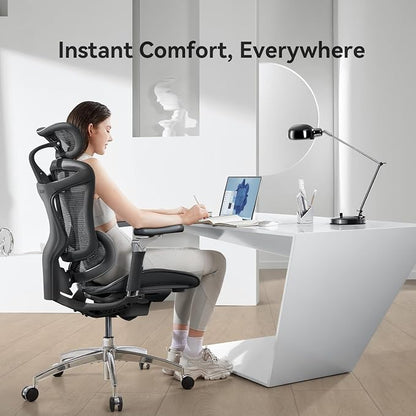 SIHOO Doro C300 Pro Ergonomic Office Chair with Ultra-Soft 6D Armrests, Dynamic Lumbar Support, Seat Depth Adjustment, Adjustable Backrest, Big and Tall Desk Chair 2 Packs (Black)