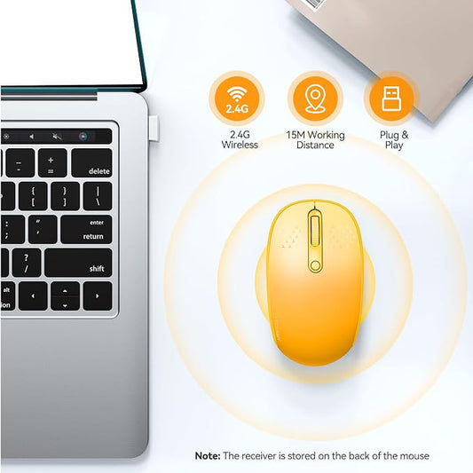 TECKNET Wireless Mouse, 2.4G Quiet Computer Mouse with USB Receiver, 4 Buttons Portable Cordless Mice for Chromebook, Laptop, PC, Mac, 800/1200/1600 DPI