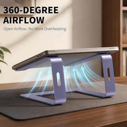 Orionstar Ergonomic Laptop Stand, Premium 5mm Aluminum Riser for 10-15.6 Inch Notebook Computer, Tool-Free Detachable Elevator Holder for Desk Office, Sturdy Riser for Eye-Level Neck Relief (Purple)