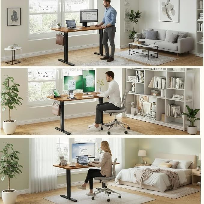 Marsail Whole Table Top, 48" x 30" Inch One-Piece Standing Desk Top, 6" Extra Wide,Rectangular Brown Wood Board for Height Adjustable Desk & Home Office