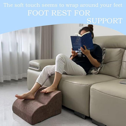Foot Rest for Under Desk at Work.Multifunctional 3-Tier Foot Stool,with Washable Footrest.for Under Desk,Office Chair Gaming Chair & Sofa,Leg Elevation Pillow,Supports Posture-Brown