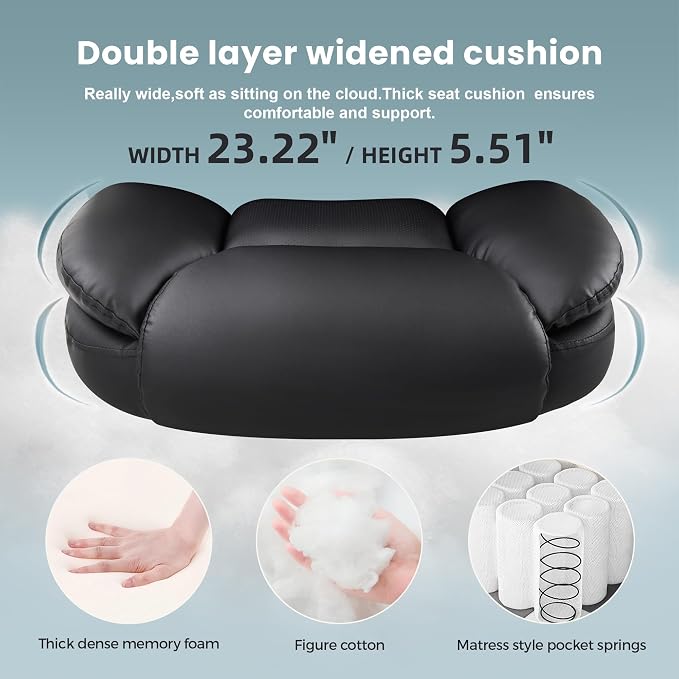IWMH Executive Office Chair, Ergonomic Big and Tall Computer Desk Chair, High Back PU Leather Chair with Padded Flip-up Armrest, Lumbar Support Swivel Rolling Chairs Black
