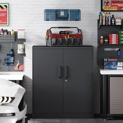 Yizosh Metal Storage Cabinet with 2 Doors and 2 Adjustable Shelves - 35.5" Garage Wall Cabinet, Locking Counter Cabinet for Home Office,Garage,Gym,School