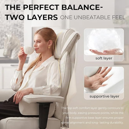 Dowinx Big and Tall Office Chair 400 Lbs with Rotating Massage Lumbar Support, Wide Thick Seat Cushion and Adjustable Armrest,Computer Gaming Chairs with Footrest, White