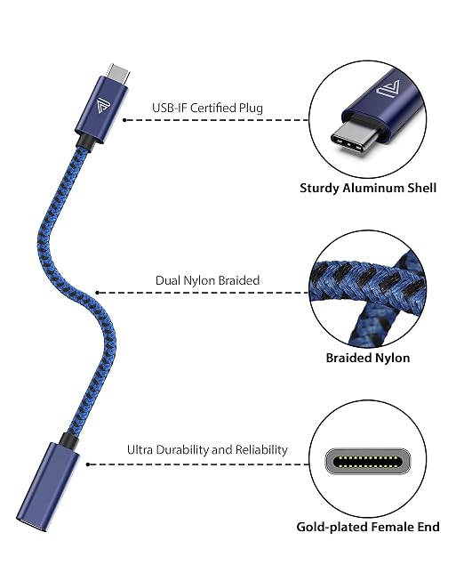 Faracent USB C Extension Cable (10Gbps), USB 3.2 Type C Male to Female Extension Charging Sync for iPhone 17 16 15 Pixel PSVR2 MacBook Air Pro/New iPad Dell XPS Surface Book 6ft Blue