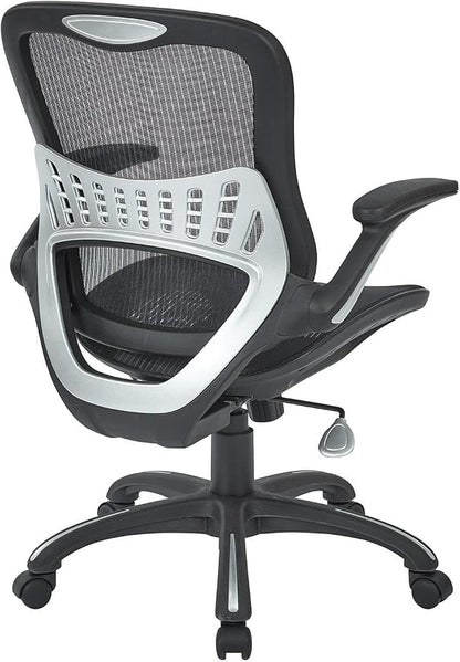 Office Star Ventilated Manager's Office Desk Chair with Breathable Mesh Seat and Back, Black Base, Black