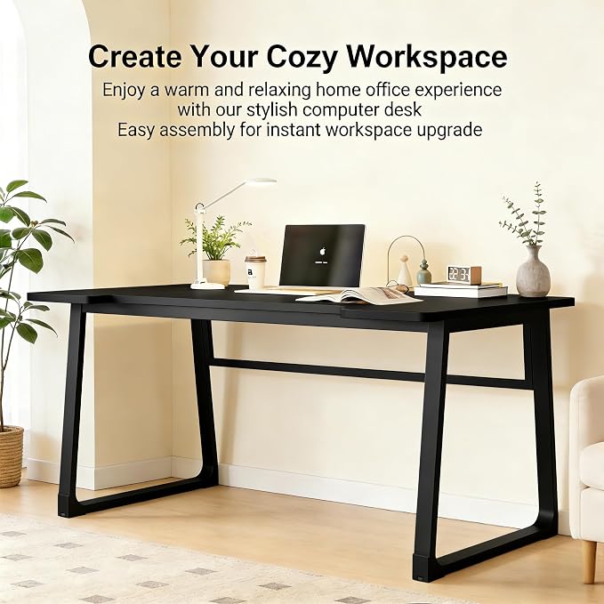 Computer Desk 39.4 Inch Small Office Desk with Wood Top and Metal Frame, Study Writing Desk for Home, Bedroom, Gaming, U-Shaped Leg Design, Modern Simple