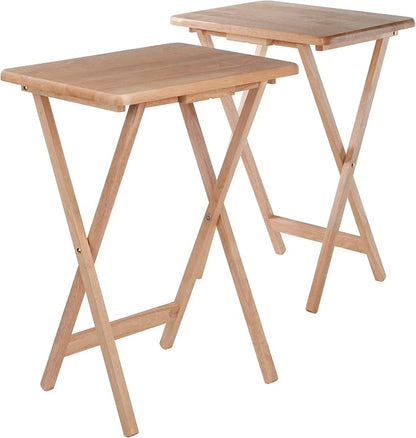 Winsome Alex Set of 2 Foldable Snack Tables, Easy to Store Small Portable Fold Up Table Set for Kitchen, Living Room TV Dining, Crafts, Puzzles, Work From Home