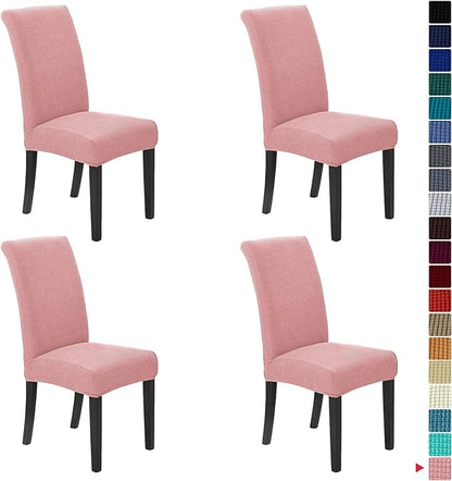 Stretch Chair Covers for Dining Room Set of 4, Removable Washable Dining Room Chair Covers, Dining Chair Slipcovers Seat Protector, Great for Home Decor and Banquet (Dusty Pink, 4 Pack)