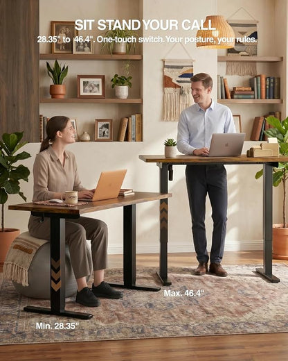 Acrolix Electric Standing Desk, Height Adjustable Home Office Desk with Memory Presets & Cable Management,Rustic Brown Sit Stand Desk for Work from Home, Ergonomic Computer Desk (40" x 24")