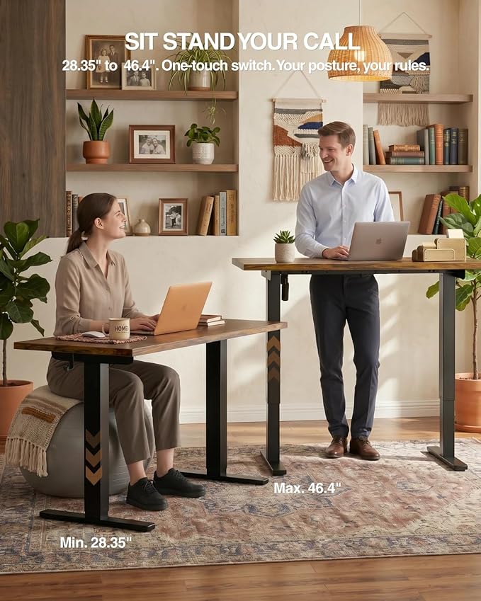Acrolix Electric Standing Desk, Height Adjustable Home Office Desk with Memory Presets & Cable Management,Rustic Brown Sit Stand Desk for Work from Home, Ergonomic Computer Desk (63" x 24")