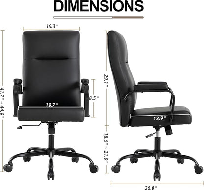 Office Desk Chair,Leather Conference Room Chairs with Wheels,Modern High Back Executive Office Chair with Memory Foam,Ergonomic Swivel Computer Chair for Home Office,Black