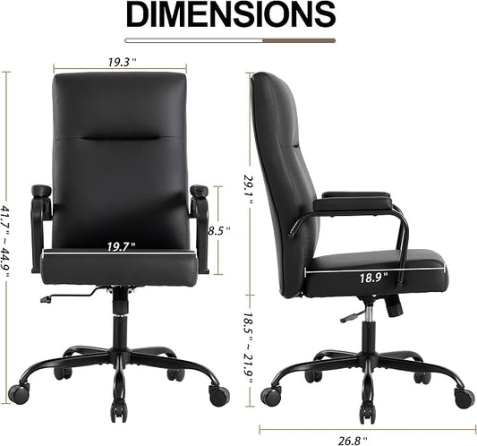 Office Desk Chair,Leather Conference Room Chairs with Wheels,Modern High Back Executive Office Chair with Memory Foam,Ergonomic Swivel Computer Chair for Home Office,Black