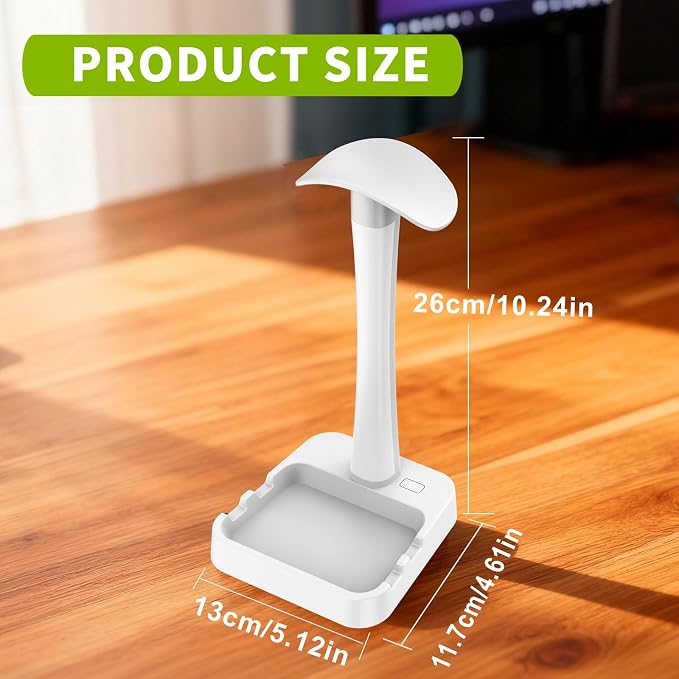 Headphone Stand with Charger,Gaming Headset stand with RGB Light Mode,For Airpod Max Stand,Desk Lamp,Phone Holder,Tablet Holder,desktop organizer,Gifts for Gamers & Music Lover (White)