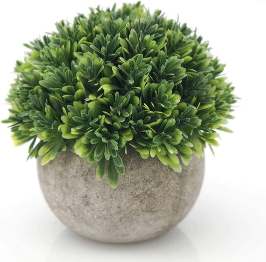 Velener Artificial Boxwood Faux Plant Indoor- Topiary Small Desk Plant Decor for Bedroom Office Cubicle Shelf Decor Window Will Plant Shelf Decoration Dorm Kitchen Counter, Farmhouse Home Decor Accent