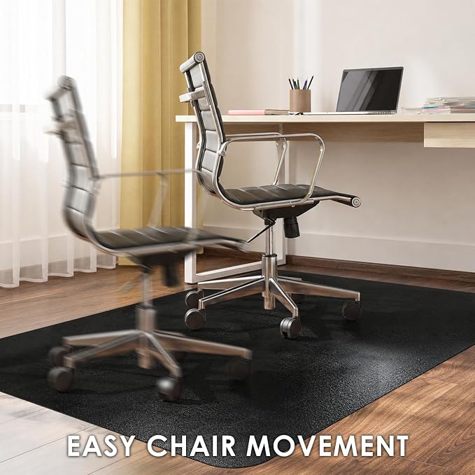 Kuyal Chair mat for Hardwood Floor 46 x 53 inches Rectangle Floor Mats Wood/Tile Protection Mat for Office & Home, Black