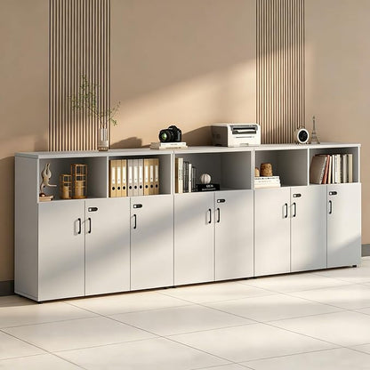 File Cabinet with Password Lock, Wood Lateral Filing Cabinet for Letter/A4 Files, 3 Drawer with Door, Printer Stand with Open Shelves for Home Office