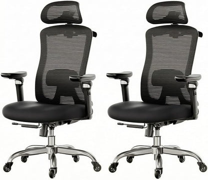 HUANUO Ergonomic Office Chair with 6D Armrest, Seat Depth Adjustment, Lumbar Support, Quiet Rubber Caster, High Back Mesh Gaming Chair with 3D Headrest, Big and Tall Chair for Home Office, Pack of 2