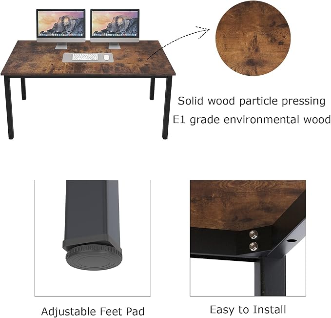 SogesHome 63inches Computer Desk PC Desk Office Desk Workstation for Home Office Use Writing Table, Vinatge Brown