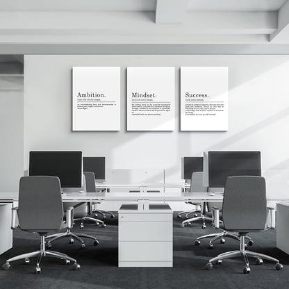 Inspirierendes Leinwandbild – Ephany Art – Mindset Zitate Drucke, motivierende Wandkunst, Erfolg, gerahmtes Unternehmer-Poster, positive Zitate, Arbeitsplatz (L-3 Stück, 40.6x61x3 Stück)