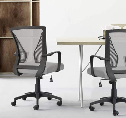 VICTONE Home Office Desk Chair Task Mid Back Mesh Office Chair Ergonomic Swivel Lumbar Support Desk Computer Chair (Gray)