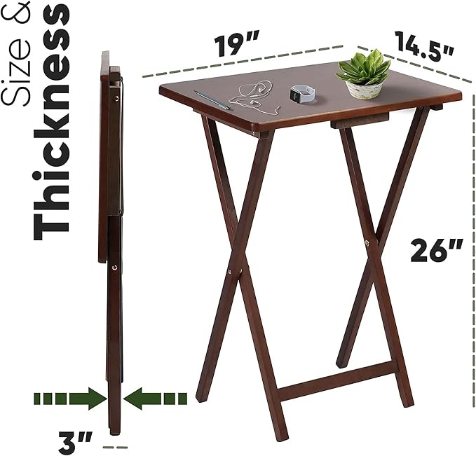 PJ Wood Portable Collapsible TV Snack Tray Table Desk Serving Stand, for Home, Living Room, Dorm, and Office, Honey Oak (8 Pack)