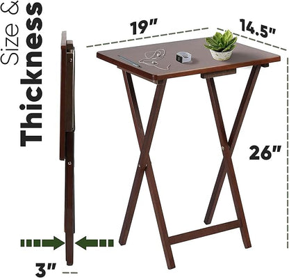 PJ Wood Portable Collapsible TV Snack Tray Table Desk Serving Stand, for Home, Living Room, Dorm, and Office, Honey Oak (8 Pack)