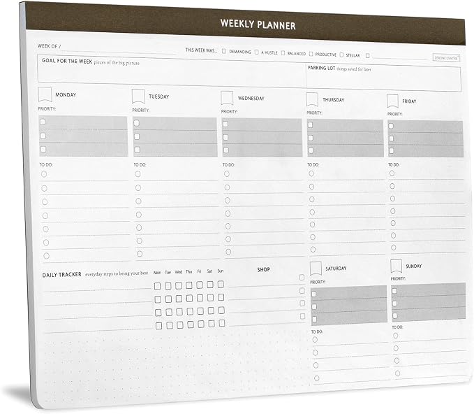 Weekly Dashboard Desk Pad with 55 Undated Sheets - A4 Minimalist Task To-Do List Notepad with Daily Checklist, Priority, Habit Tracker & Notes - ADHD Cleaning Planner for Adults to Improve Productivity