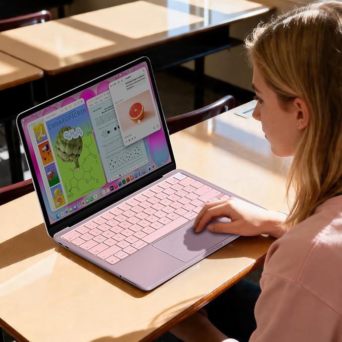 EooCoo Premium Keyboard Cover Skin Protector, Laptop Accessories Compatible with 2026 2025 2024 2023 2022 2021 M5-M1 Pro/Max MacBook Pro 14/16, M5-M2 MacBook Air 13/15, 2026 Mac Neo 13, Blush Clear