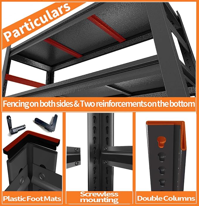 Large Printer Stand with Storage 1600LBS Bookshelf Metal Shelving Printer Shelf 4-Tier Adjustable Shelving Unit for Home, Office, Kitchen, Living room, Basement, Garage, 44"H × 23.6"W × 11.8"D, Black