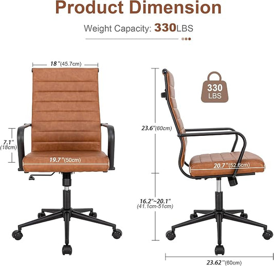 Okeysen Office Desk Chair Conference Room Chairs Modern Ergonomic Executive Swivel Chair Adjustable Height PU Leather Home Desk Chair with Armrests Comfy Computer Task Chairs with Wheels (Brown)